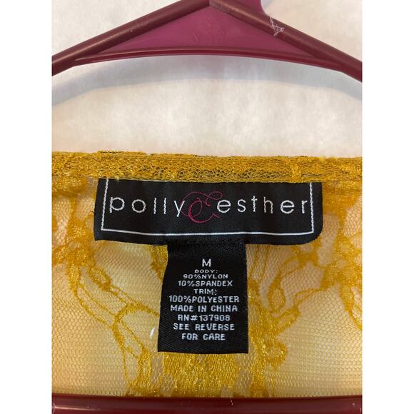 Polly & Esther Gold Lace Long Duster Sleeveless Open Front Cardigan Large Womens - Picture 3 of 6